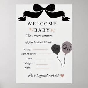 Welcome Baby Shower poste with Balloons boy & girl Poster