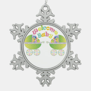 Welcome Baby Snowflake Pewter Christmas Ornament