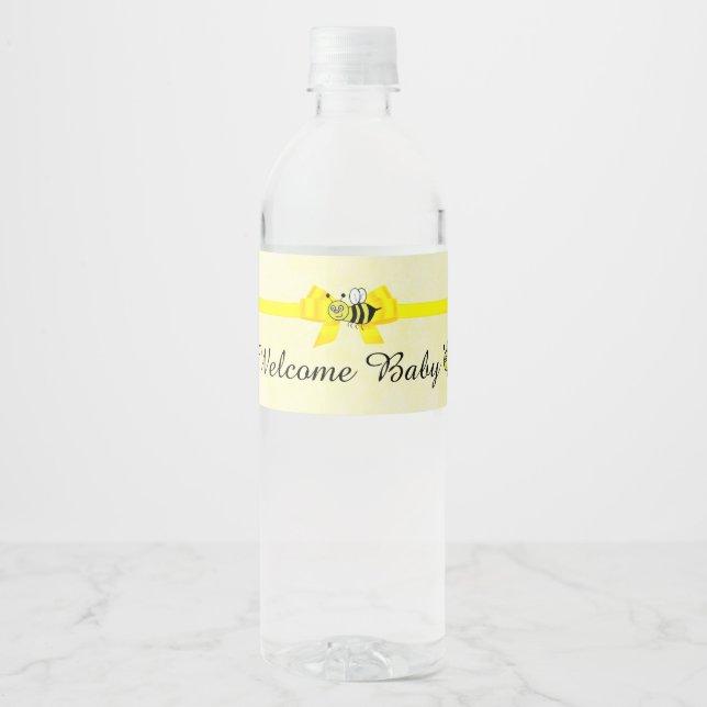 Welcome Baby Yellow Bumblebee Water Labels (Front)