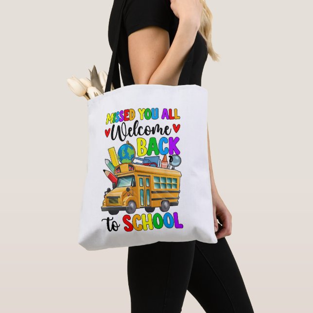 Welcome Back First Day Of School Bus Driver Tote Bag (Close Up)