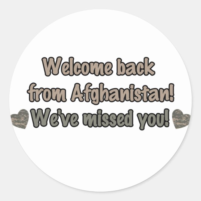 Welcome Back from Afghanistan Classic Round Sticker (Front)