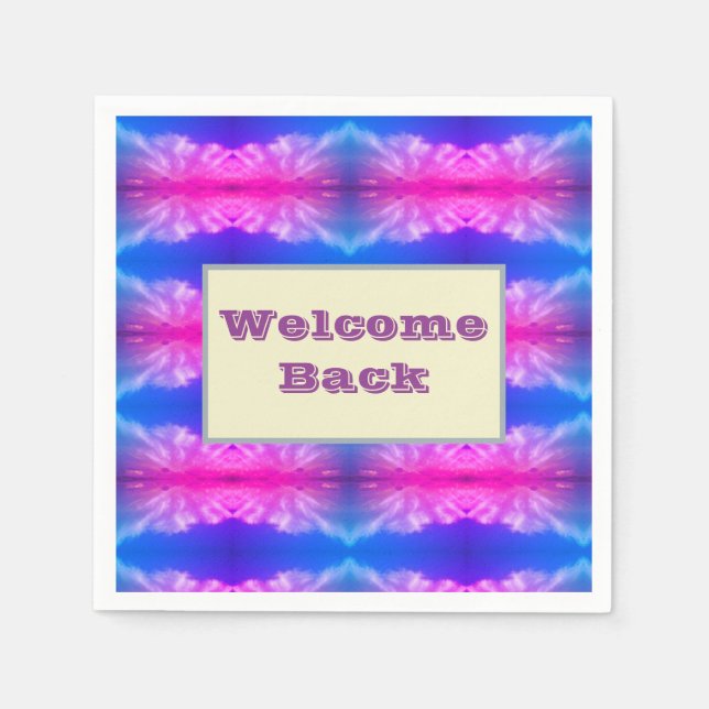Welcome Back Neon Tie-dye Pattern Celebration Napkin (Front)