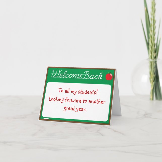 Welcome Back Teacher Note Card (Front)