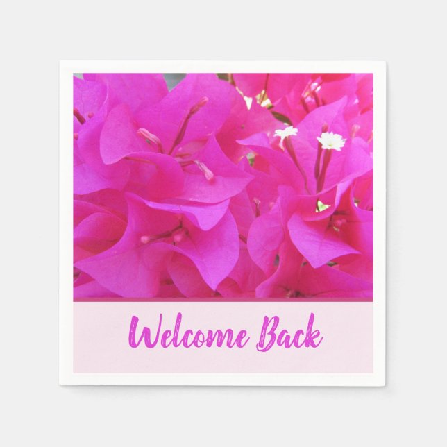 Welcome Back Teachers Pink Flower Party School Napkin (Front)