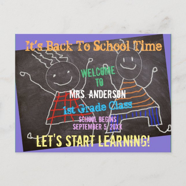 Welcome Back To School Add Name Teacher Postcard (Front)
