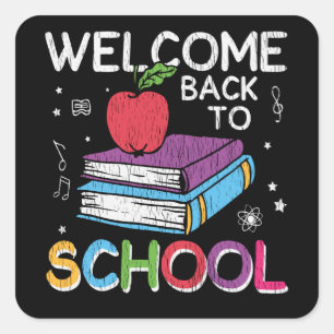 Welcome Back To School Books Chalkboard Teacher Square Sticker