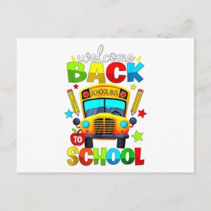Welcome Back to School Bus 1st Day of School Teach Holiday Postcard