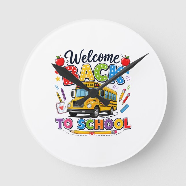 Welcome Back to School Bus Driver Tees First Day o Round Clock (Front)