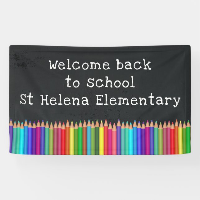 Welcome Back to School Coloured Pencils Chalkboard Banner (Horizontal)