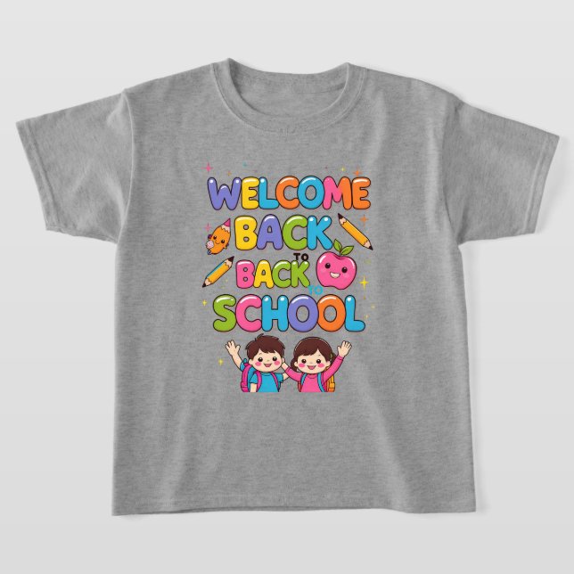 WELCOME BACK TO SCHOOL – Colourful Kids T-Shirt De (Laydown)