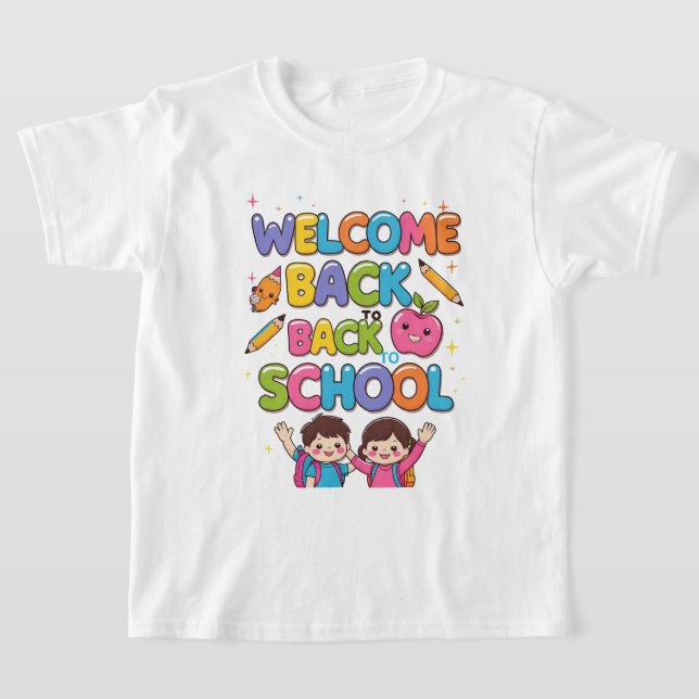 WELCOME BACK TO SCHOOL – Colourful Kids T-Shirt De (Laydown)