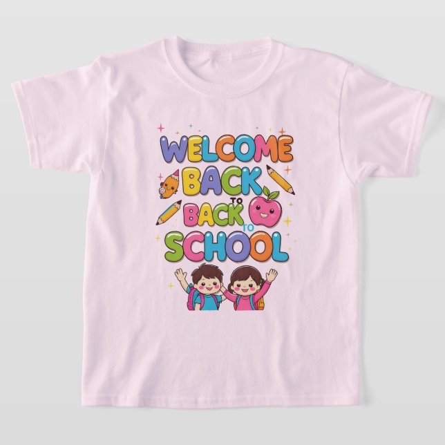 WELCOME BACK TO SCHOOL – Colourful Kids T-Shirt De (Laydown)
