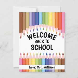 Welcome Back to School Colourful Pencils Teacher Postcard