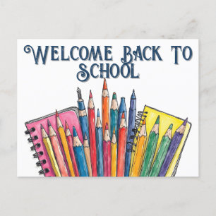 Welcome Back to School – Colourful Start Holiday Postcard
