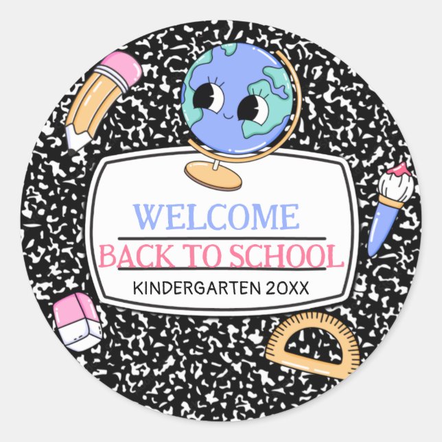 Welcome Back to school composition Notebook Classic Round Sticker (Front)