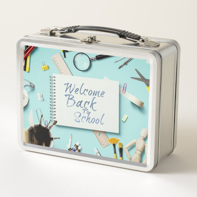 Welcome Back to School – Creative Notebook Style Metal Lunch Box (Front)