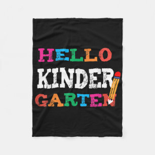 Welcome Back To School Cute Hello Kindergarten Fleece Blanket
