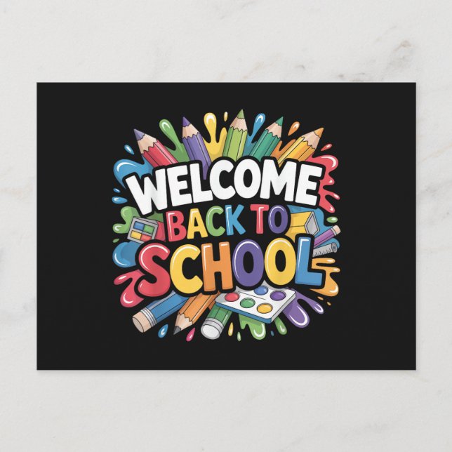 Welcome Back to School First Day of School Teacher Postcard (Front)