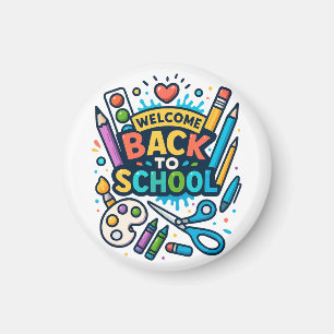 Welcome Back to School Fun Art Design Magnet