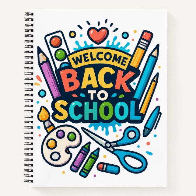 Welcome Back to School Fun Art Design Notebook (Front)