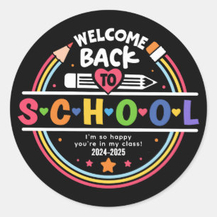 Welcome Back to School – Fun & Colourful Classroom Classic Round Sticker