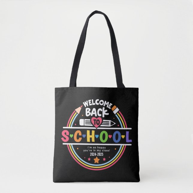 Welcome Back to School – Fun & Colourful Classroom Tote Bag (Front)