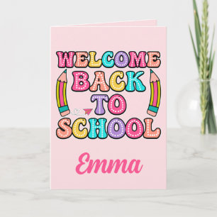 Welcome Back To School Groovy Paper Aeroplane Card