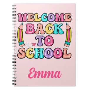 Welcome Back To School Groovy Paper Aeroplane Notebook