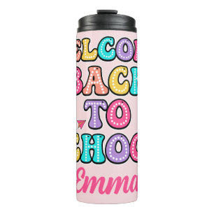 Welcome Back To School Groovy Paper Aeroplane Thermal Tumbler