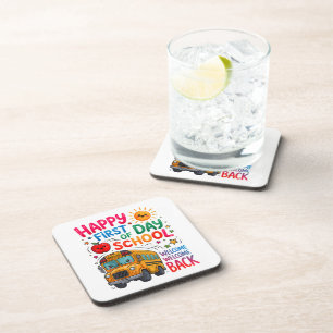Welcome Back To School Happy First Day  Coaster