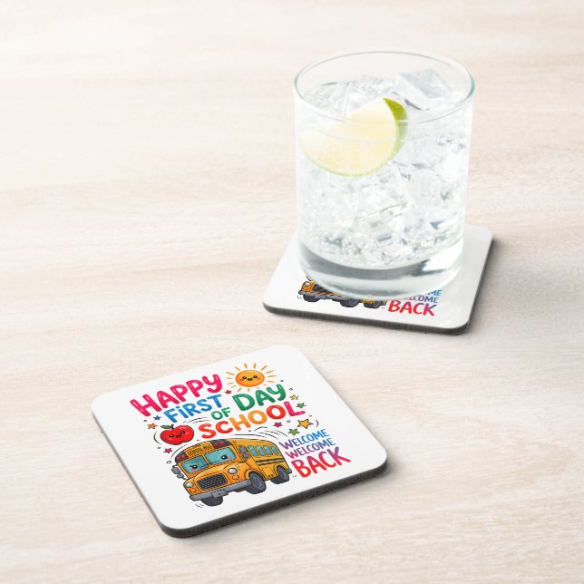 Welcome Back To School Happy First Day  Coaster (Right Side)