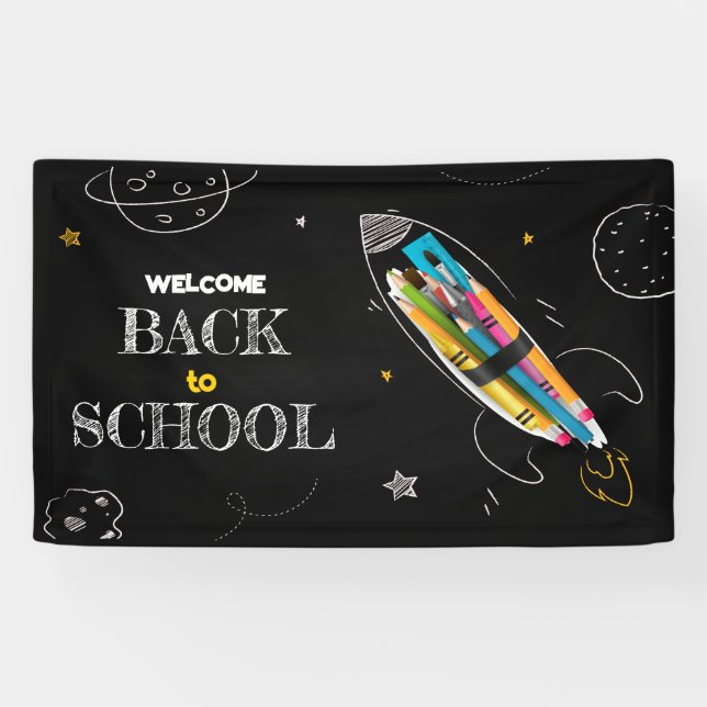Welcome Back to School , Happy First Day of School Banner (Horizontal)