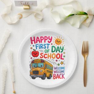Welcome Back To School Happy First Day Paper Plate