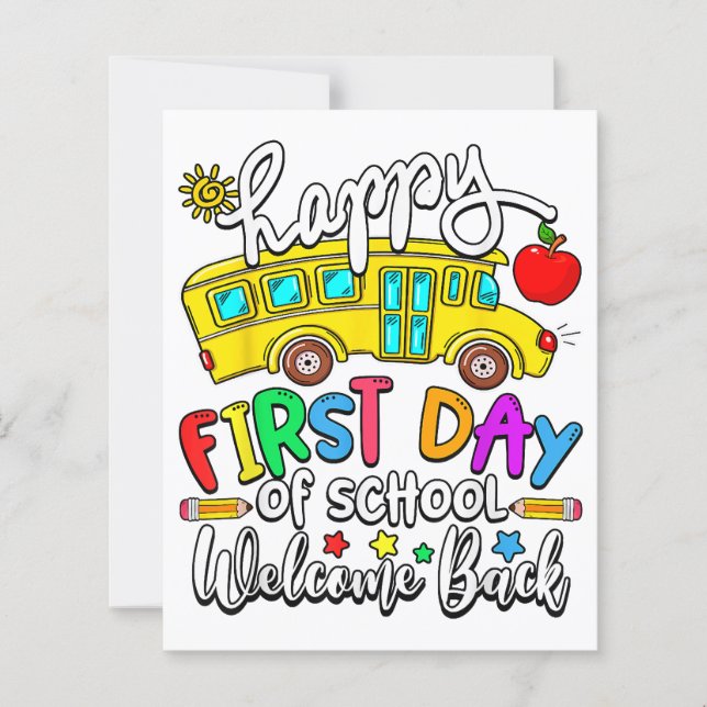 Welcome Back To School Happy First Day Teacher Bus (Front)