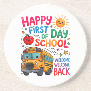 Welcome Back To School Happy First Day Teacher Bus Coaster