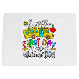 Welcome Back To School Happy First Day Teacher Bus Large Gift Bag
