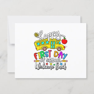 Welcome Back To School Happy First Day Teacher Bus RSVP Card