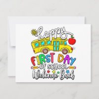 Welcome Back To School Happy First Day Teacher Bus