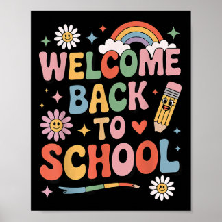 Welcome Back To School Kids Teachers Retro  Poster