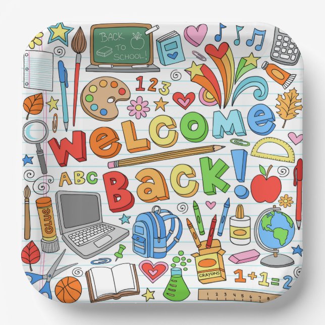 Welcome Back To School Paper Plate (Front)