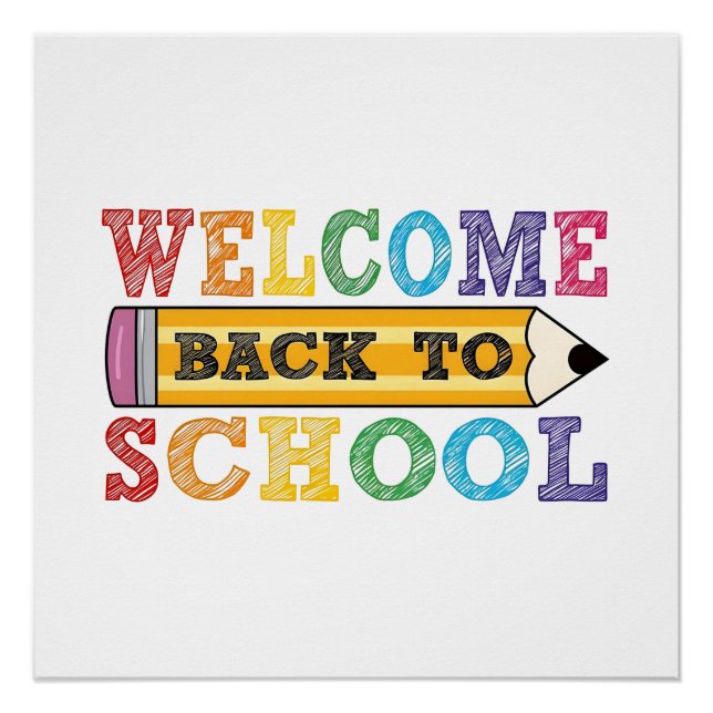 Welcome Back to School – Pencil Illustration Poster (Front)
