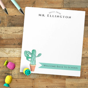 Welcome Back To School Potted Cactus Custom Notepad
