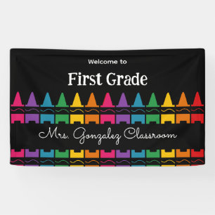 Welcome Back to School Rainbow Crayon Banner