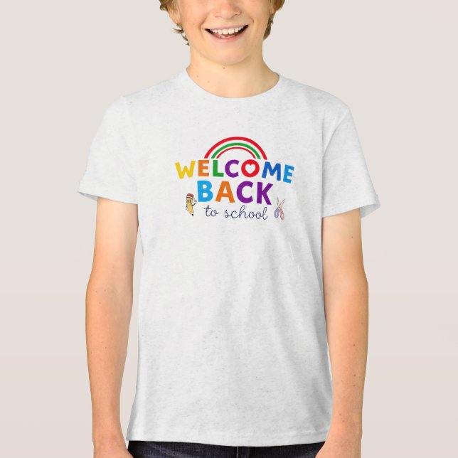 Welcome Back to School Rainbow Design  Tri-Blend Shirt (Front)
