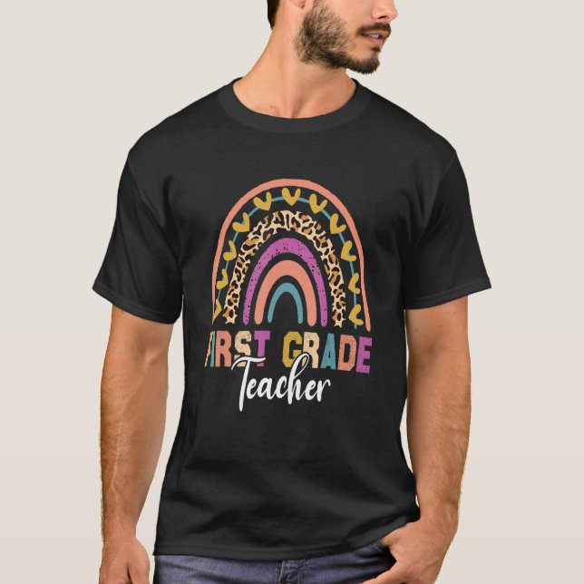 Welcome Back To School Rainbow Leopard First Grade T-Shirt (Front)
