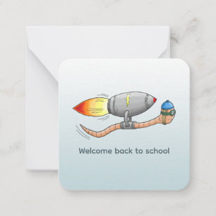 Welcome Back to School Rocket Worm Card
