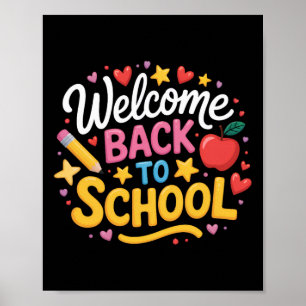 Welcome Back To School Shirt Boys Girls Kids Heart Poster