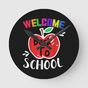 Welcome Back To School Shirt Funny Teachers Studen Round Clock