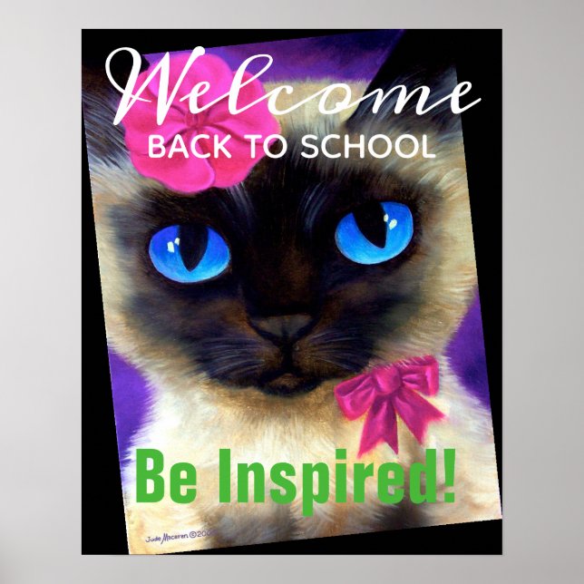 Welcome Back To School Siamese Cat Personalised Poster (Front)