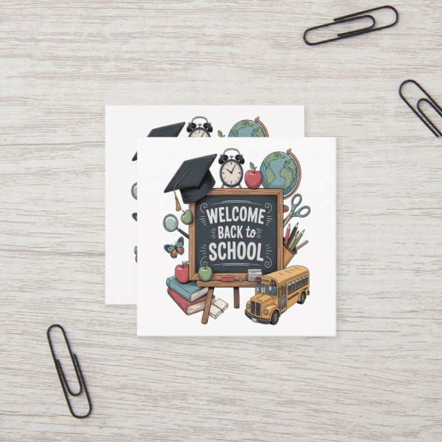 Welcome Back To School Square Business Card (Front/Back In Situ)